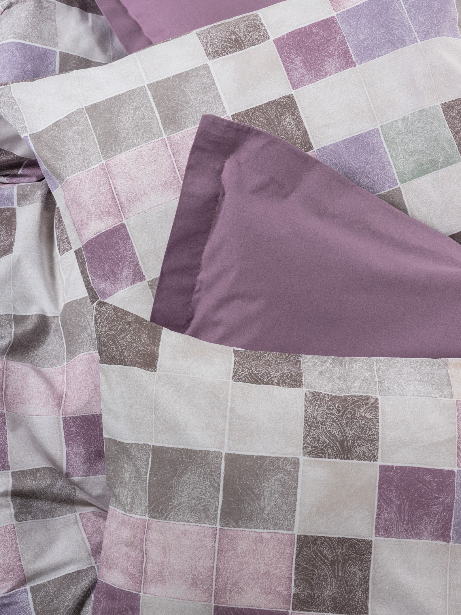 Lenjerie de Pat 2 Persoane cu Cearsaf cu Elastic Minimal Maro Roz Prafuit