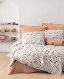 Lenjerie de Pat 2 Persoane cu Cearsaf cu Elastic Minimal Oniks Caramel