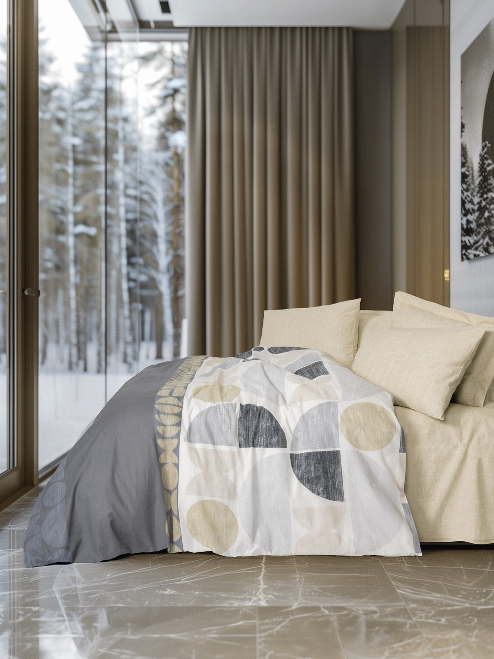 Lenjerie de Pat 2 Persoane Modern Formo Bej