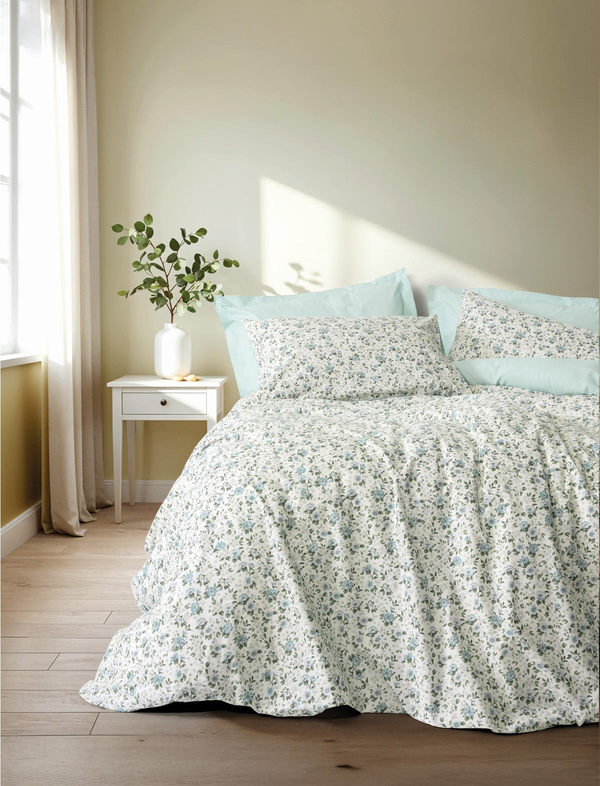 Lenjerie de Pat 2 Persoane cu Cearsaf cu Elastic Petite Nola Mint
