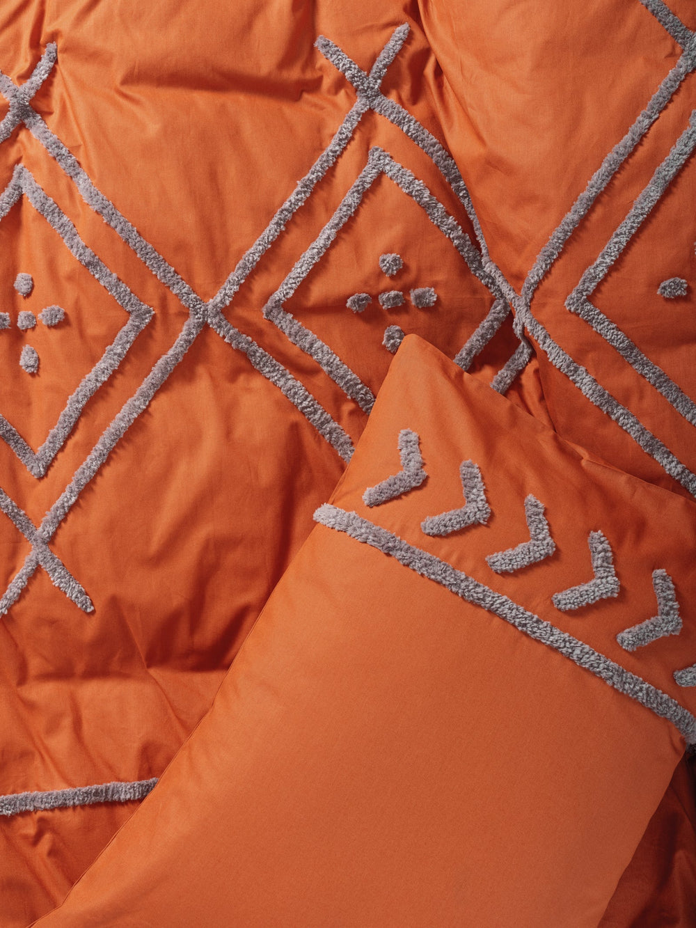 Lenjerie de Pat 2 Persoane cu Broderie Puff Liya Teracota Bej