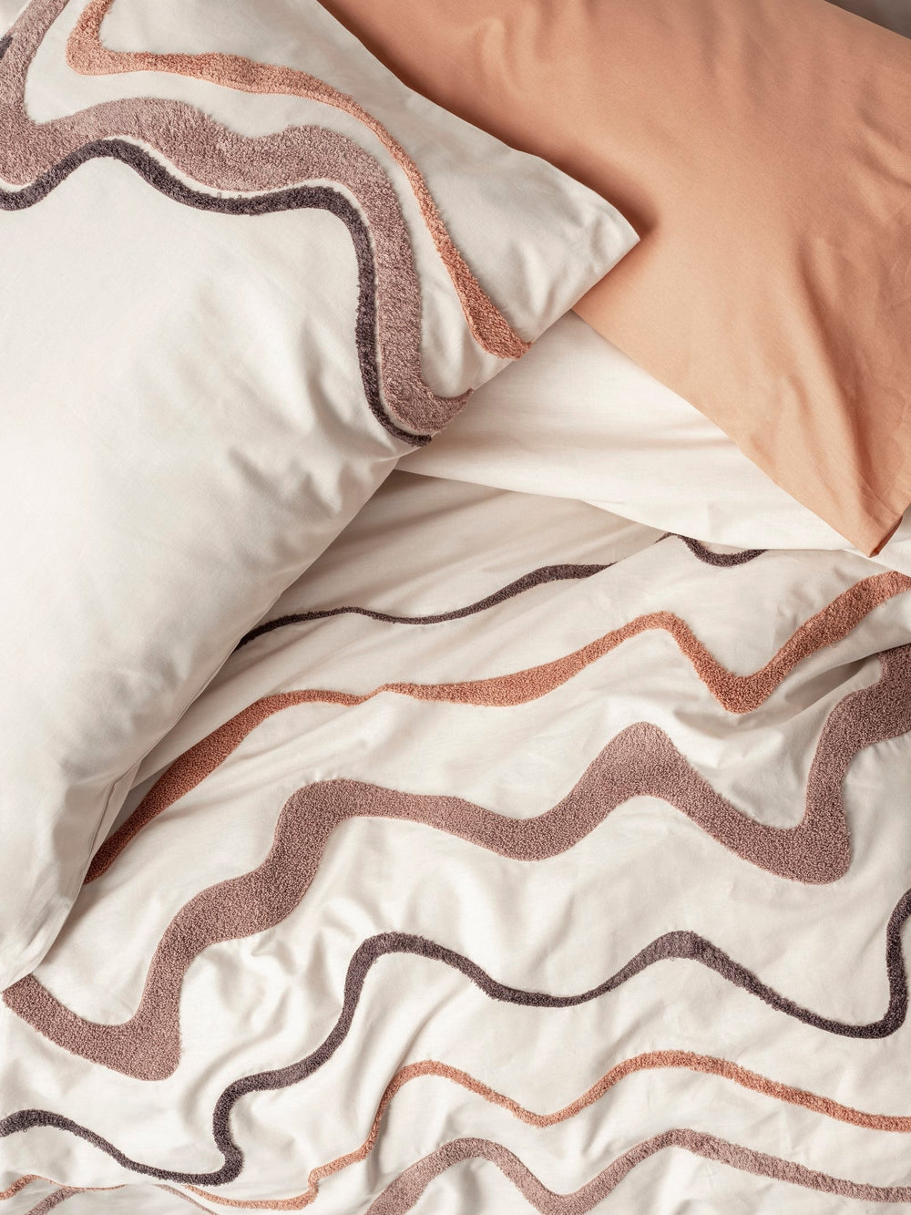 Lenjerie de Pat 2 Persoane cu Broderie Puff Molende Caramel