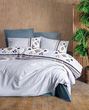 Lenjerie de Pat 2 Persoane cu Broderie Puff Stesso Gri