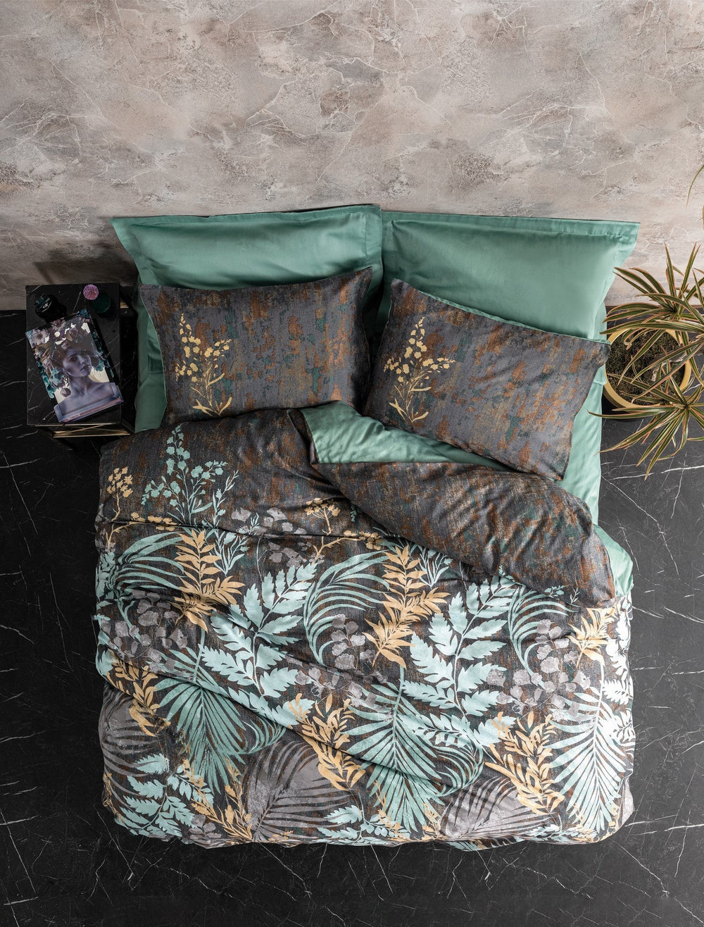 Lenjerie de Pat 2 Persoane din Satin Clorasa Mint