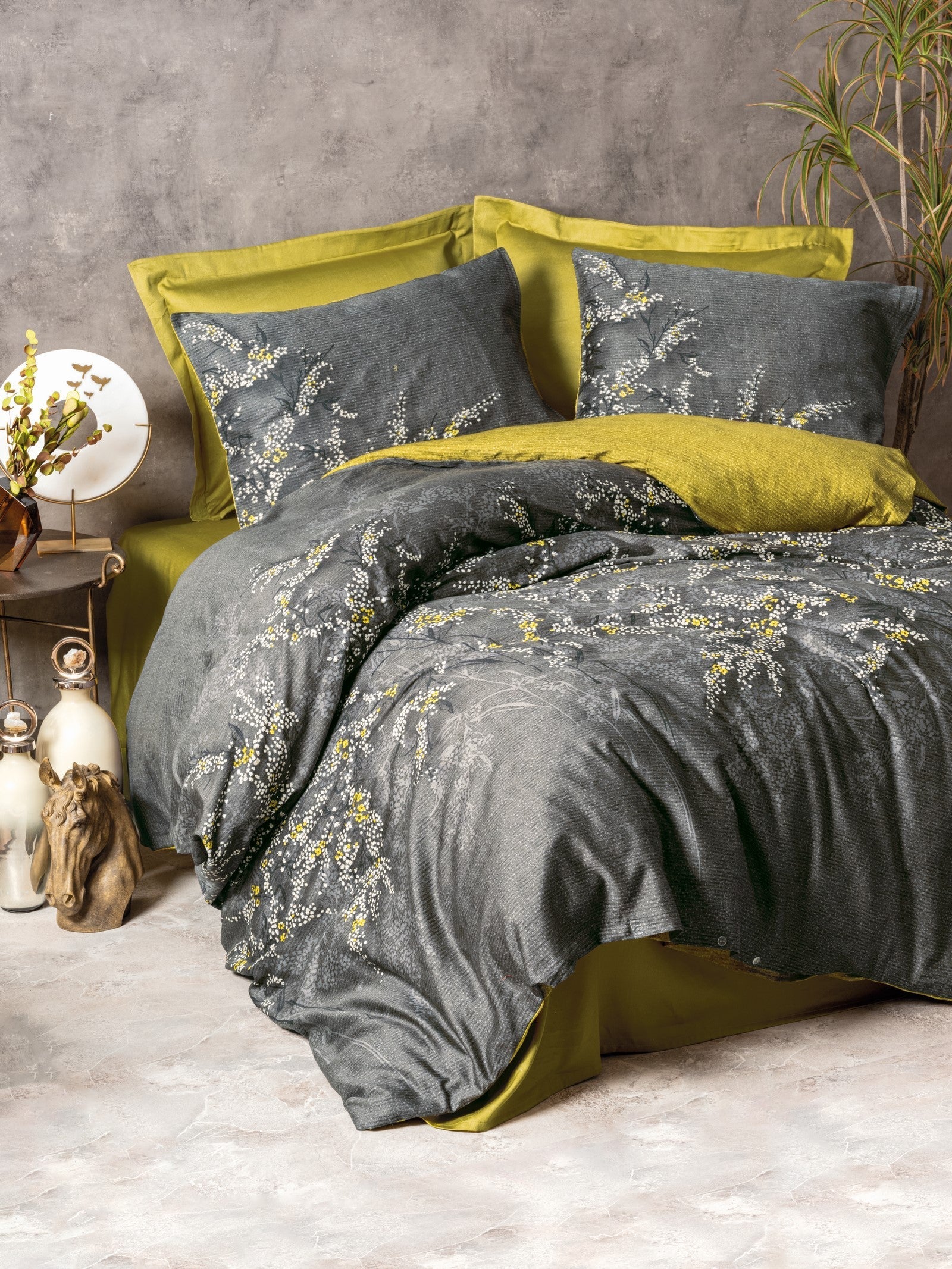 Lenjerie de Pat 2 Persoane din Satin Libby Verde