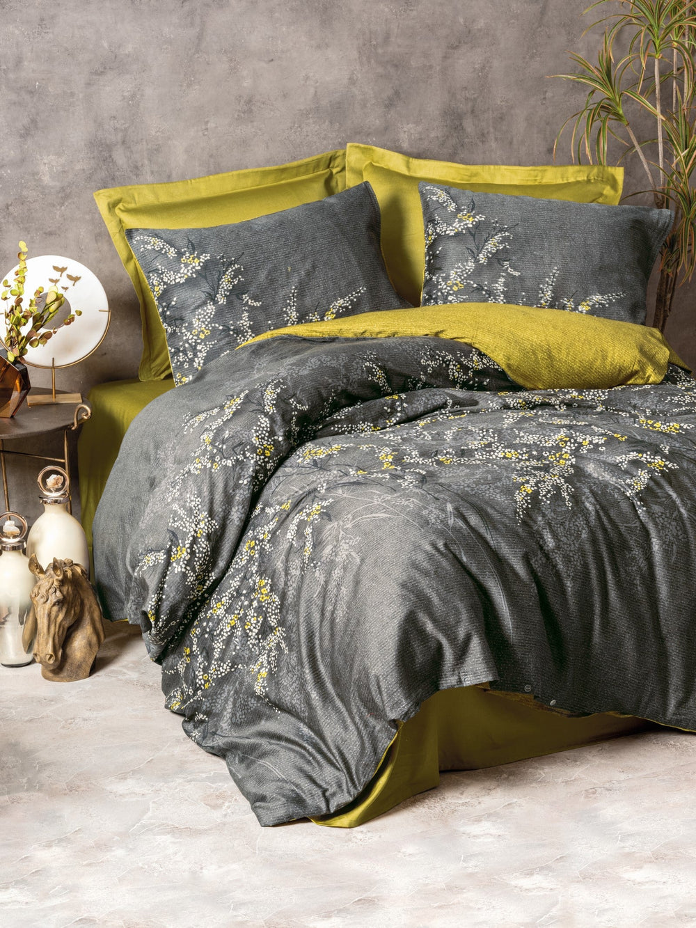 Lenjerie de Pat 2 Persoane din Satin Libby Verde