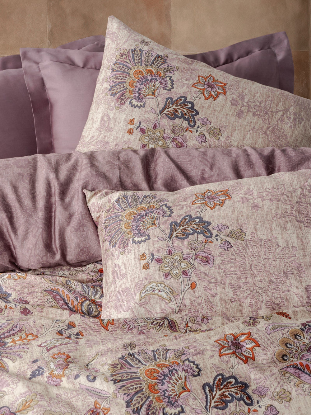 Lenjerie de Pat 2 Persoane din Satin Majolica Pruna