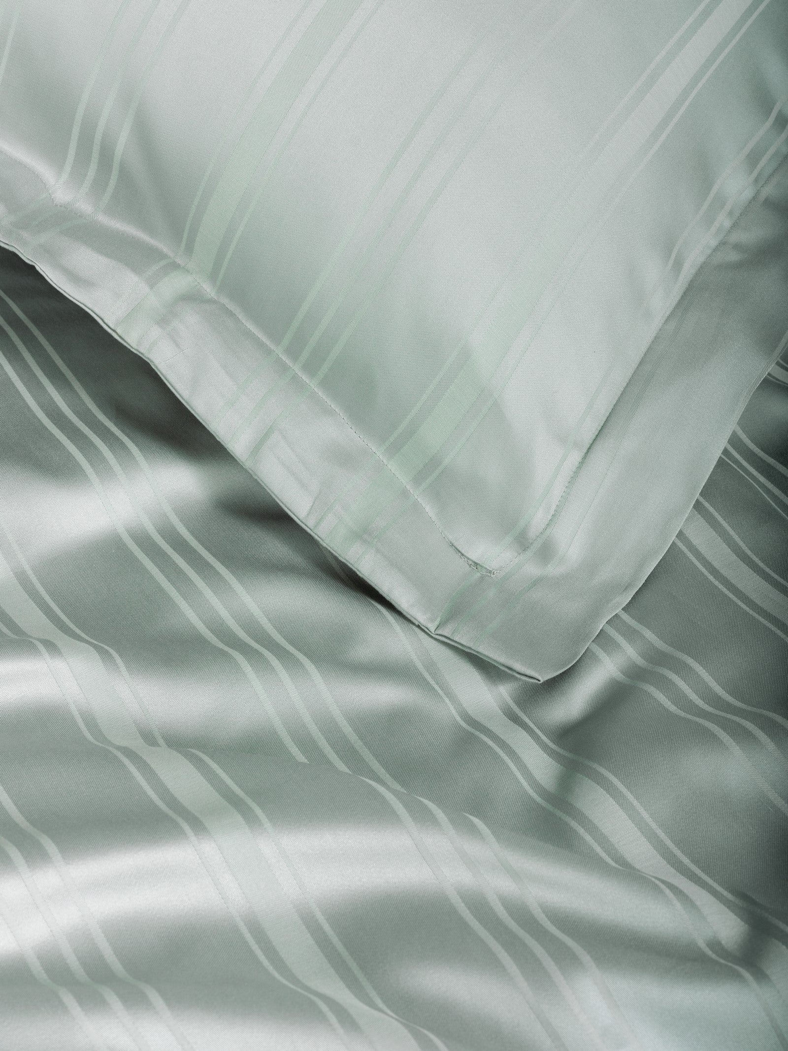 Lenjerie de Pat 2 Persoane din Satin de Bambus Smart Stripe Mint