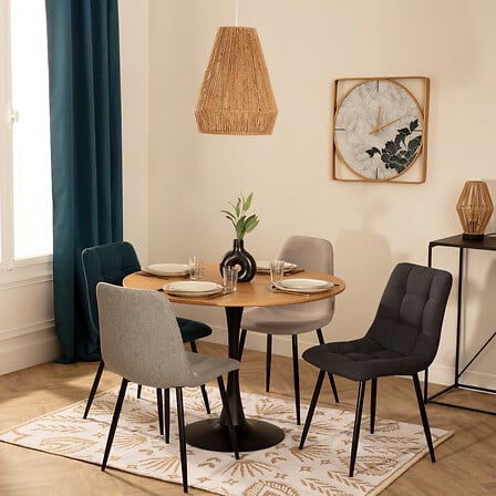 Scaun dining Sirac, gri inchis/negru ,textil- Atmosphera