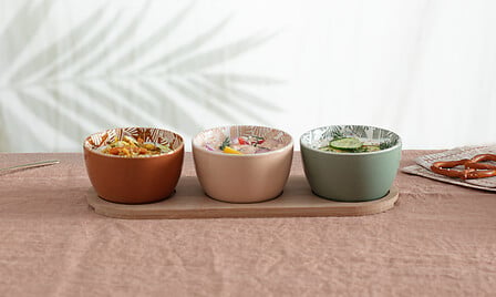 Set aperitiv cu 3 farfurioare si suport, ceramica, L 30 cm