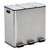 Cos de gunoi cu 3 compartimente pentru reciclare, otel inoxidabil, 3 x 18 l