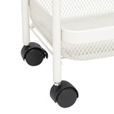 Etajera cu roti, 3 polite, metal, culoarea argilei, H 79,6 cm