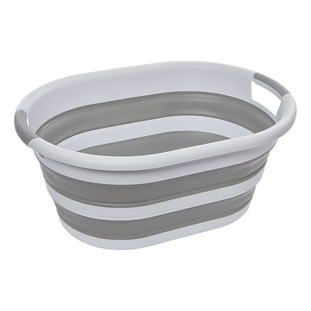 Cos de rufe extensibil din plastic, alb si gri, 21 l