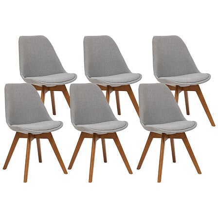 Scaun dining Baya,gri,lemn/textil vintage-Atmosphera