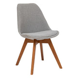 Scaun dining Baya,gri,lemn/textil vintage-Atmosphera