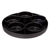 Platou aperitive rotund cu 5 boluri, negru, set 6 piese, D 34 cm
