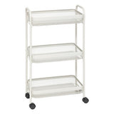 Etajera cu roti, 3 polite, metal, culoarea argilei, H 79,6 cm