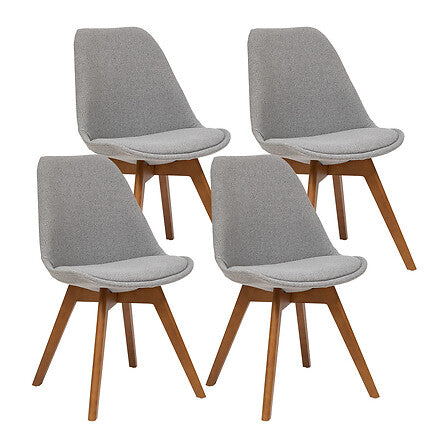 Scaun dining Baya,gri,lemn/textil vintage-Atmosphera